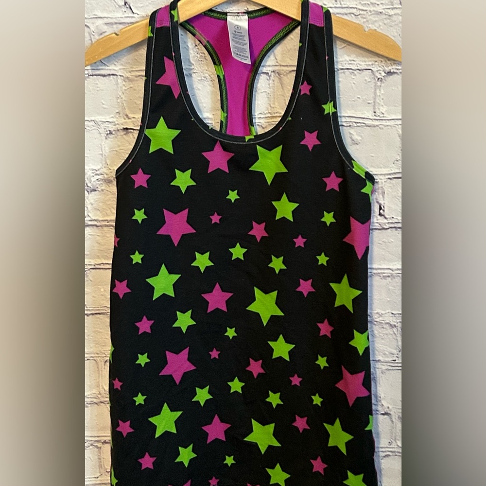 IVIVVA by LULULEMON girls size 8 racer star purple / green racer back tank